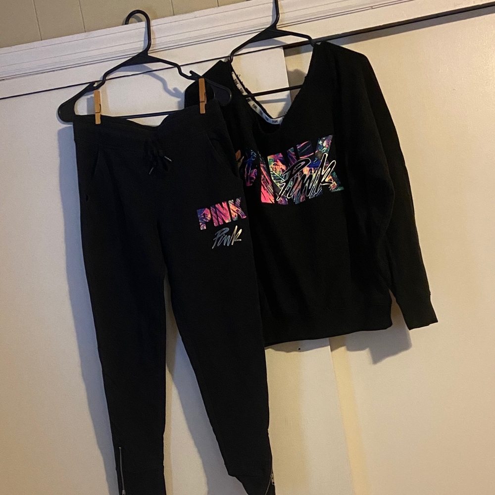 Victoria's Secret Black Joggers with Zipper Detail